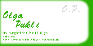 olga pukli business card